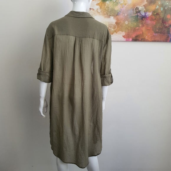 Seafolly Khaki Green Beach Cover Up Boyfriend Shirt Oversized Size M - Picture 5 of 14